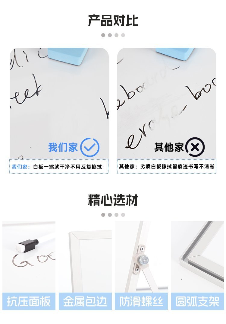 M60雙面磁吸桌面支架白板 桌面小白板 桌面寫字板產(chǎn)品對比